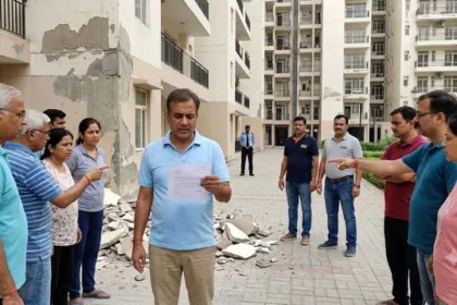 ग्रेनो वेस्ट की रक्षा एडेला सोसाइटी: प्लास्टर गिरने की जानकारी साझा करना पड़ा भारी, निवासी को एओए का नोटिस