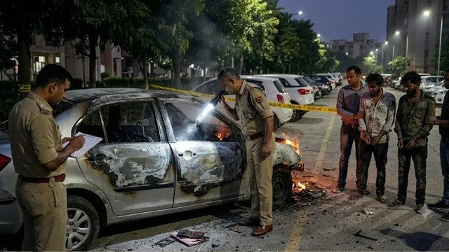 ग्रेटर नोएडा में शराबी युवकों का उत्पात, गाली-गलौज के बाद कार फूंकी