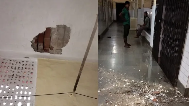 गाजियाबाद एमएमजी अस्पताल की जर्जर छत बनी खतरा, बारिश में फिर गिरा प्लास्टर