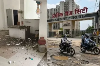 गाजियाबाद सोसायटी में बड़ा हादसा टला, फाल्स सीलिंग गिरने से महिला गार्ड घायल