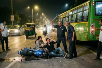 गाजियाबाद में सड़क हादसे के बाद बवाल, विरोध करने पर बाइक सवार पर बस चालक ने किया हमला