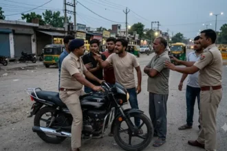 हेड कांस्टेबल पर थप्पड़ मारने का आरोप, सड़क पर हंगामा; वीडियो वायरल
