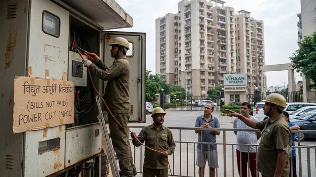 बकाया बिजली बिल जमा नहीं करने पर सोसाइटी का कनेक्शन काटा