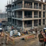 वसुंधरा में निर्माणाधीन मकान से गिरकर कामगार की मौत, ठेकेदार पर हत्या का आरोप