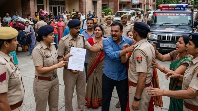 कोर्ट के आदेश पर मकान खाली कराने पहुंची पुलिस से महिला ने की अभद्रता