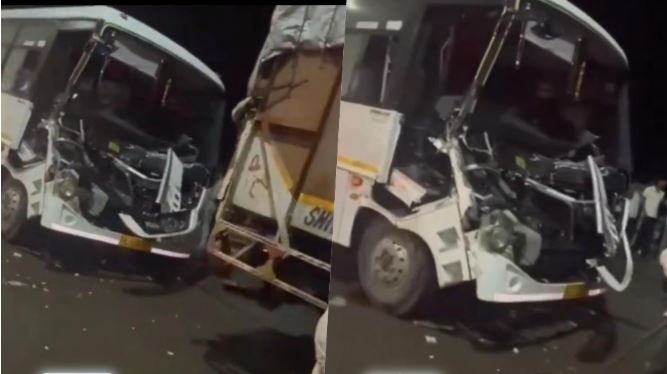 ग्रेटर नोएडा: ईस्टर्न पेरीफेरल एक्सप्रेसवे पर आगे चल रहे ट्रक से टकराई बस, चालक घायल