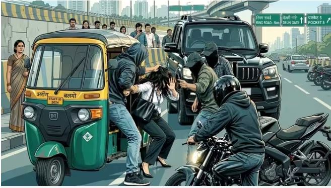 नोएडा में बेखौफ दबंग: ऑटो में तेज आवाज में बोलने पर विवाद, पीछा कर महिला मैनेजर से मारपीट