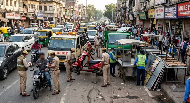 सड़क किनारे अतिक्रमण और अवैध पार्किंग पर बड़ा एक्शन: दिल्ली ट्रैफिक पुलिस और MCD का संयुक्त अभियान, 634 चालान