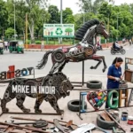 गाजियाबाद में कबाड़ का कमाल, खराब टायर और लोहे से तैयार होंगी आकर्षक कलाकृतियां