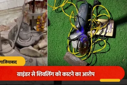 गाजियाबाद में सनसनी: मंदिर में शिवलिंग काटने की कोशिश करती महिला रंगे हाथों पकड़ी गई, सामान छोड़कर फरार