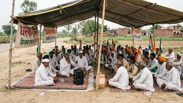 यमुना प्राधिकरण की अनदेखी से किसानों का गुस्सा भड़का, चौथे दिन भी जारी रहा अनिश्चितकालीन धरना